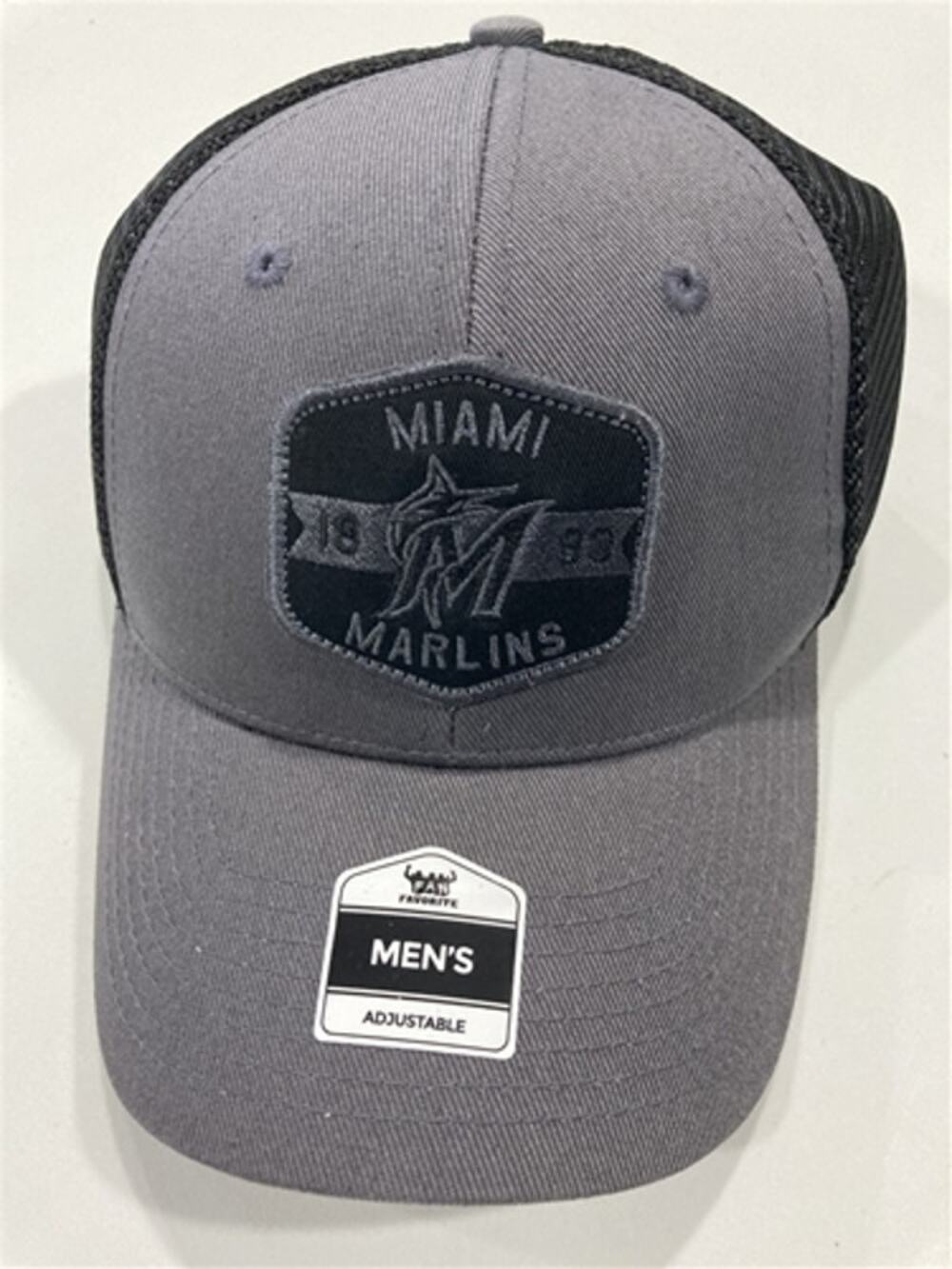 Miami Marlins MLB Charcoal Mass  Adjustable MVP Mesh Snapback New